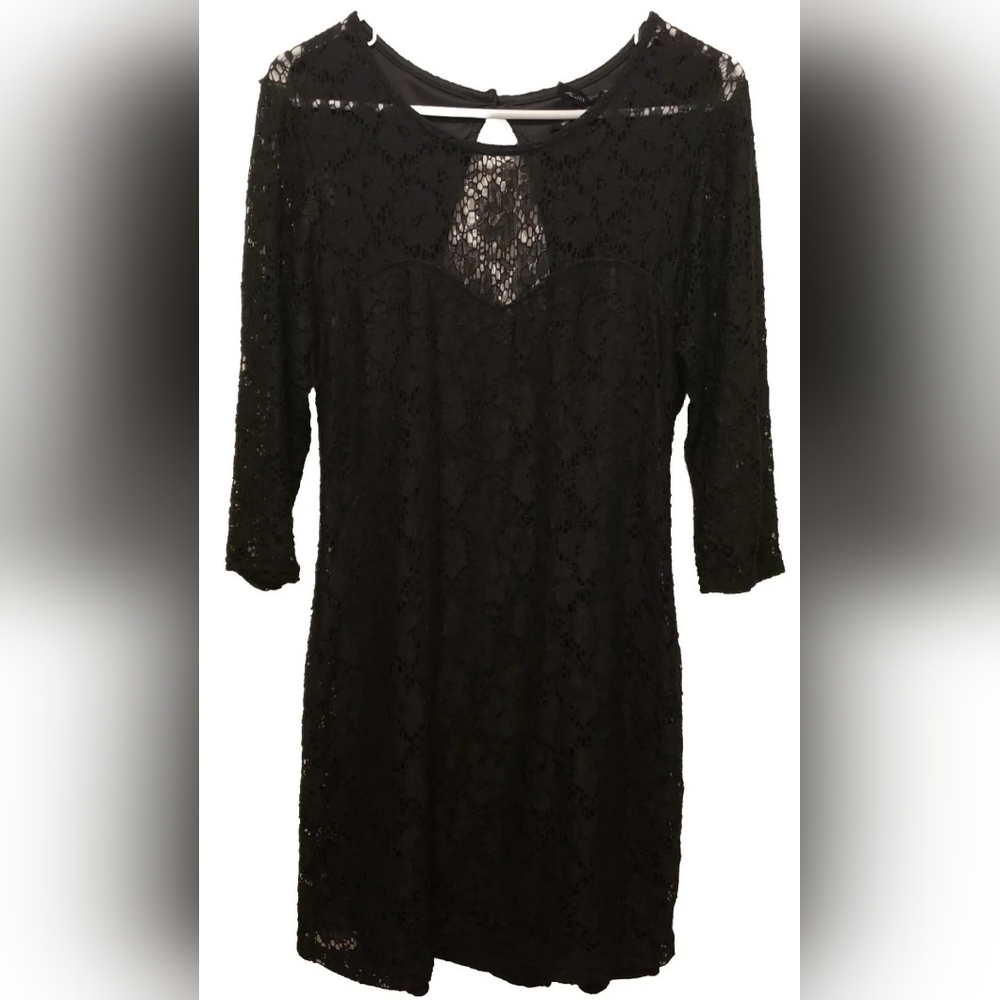 Ali & Kris Black Lace Pencil Dress 3/4 Sleeve Women's Size Large